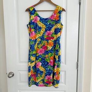 Jams World Vintage 90's Marilyn Hibiscus Hula Girl Dress Sz 7